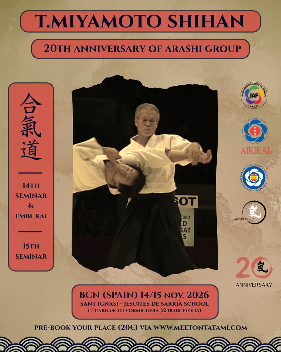 Cartel curso T. Miyamoto Shihan - 20 aniversario Arashi Group